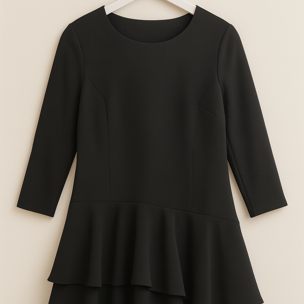 Black Ruffle Fit and Flare Dress